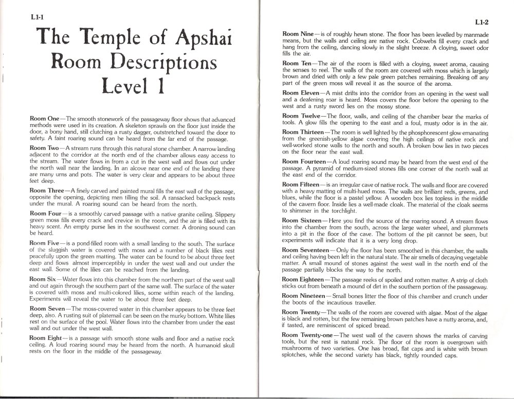 Temple of Apshai Manual Page L1-1