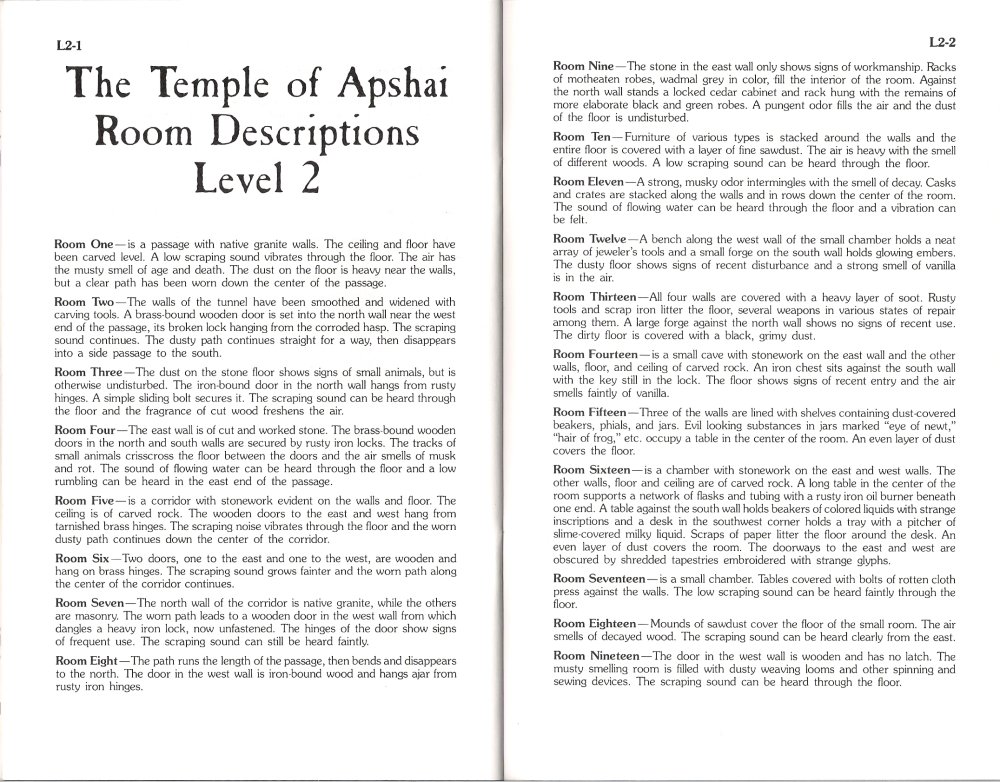 Temple of Apshai Manual Page L2-1