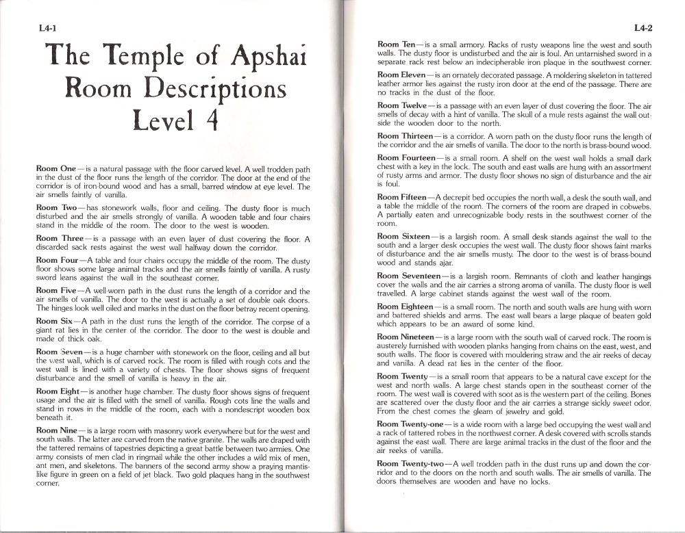 Temple of Apshai Manual Page L4-1