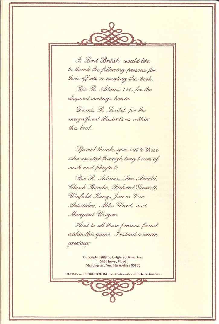 Ultima III: Exodus manual back cover