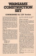 Wargame Construction Set Commodore 64 Instructions Page 1
