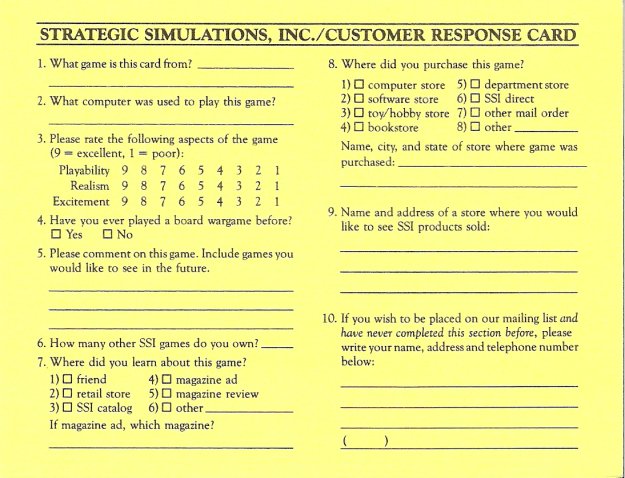 Wargame Construction Set Response Card Back