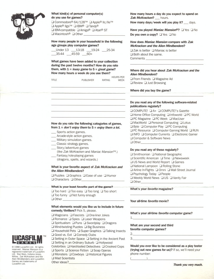 Zak McKracken and the Alien Mindbenders lucasfilm envelope 2